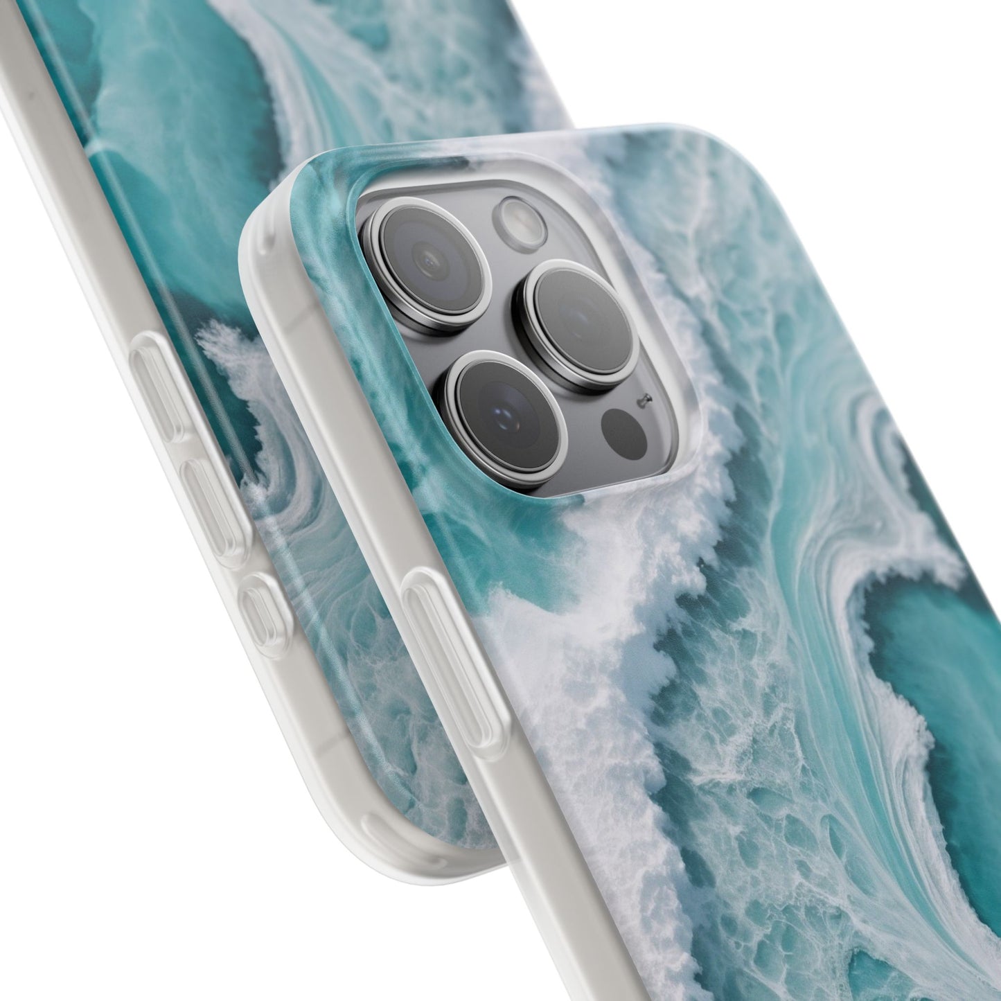 Ocean Foam Pattern Phone Case - Turquoise & White Coastal Style