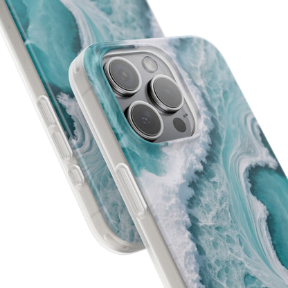 Ocean Foam Pattern Phone Case - Turquoise & White Coastal Style