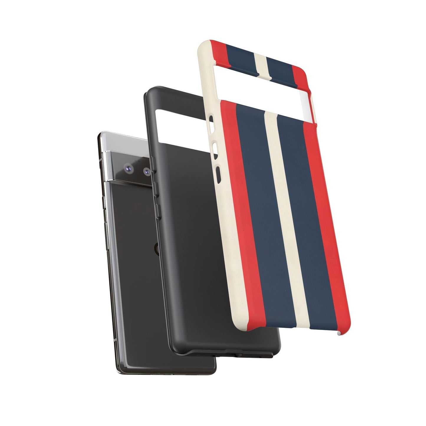 Google Pixel Case - Retro Racing Monaco Stripe | Vintage Motorsport Phone Cover in Red Navy White