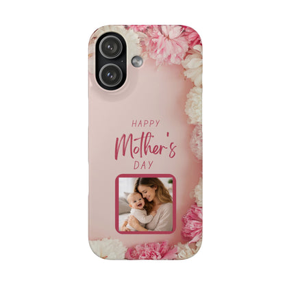 Personalised Mothers Day iPhone Case - Custom Pink Floral Photo Cover