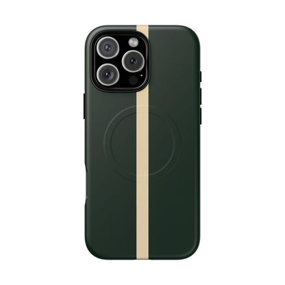 British Racing Green Stripe iPhone Case – Shockproof MagSafe® Compatible Cover