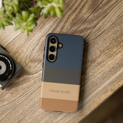Samsung Galaxy Personalised Name Phone Case - Minimal Colour Block Matte Tough