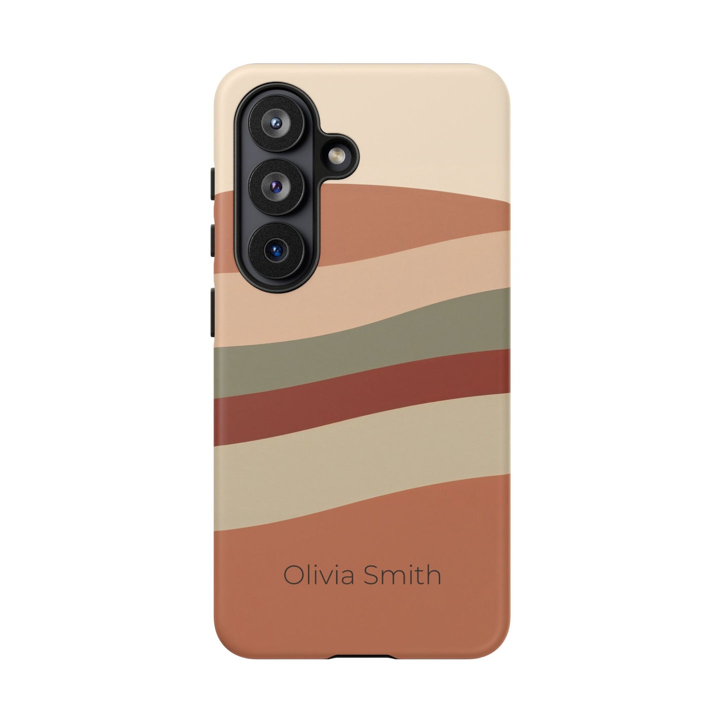 Samsung Galaxy Personalised Wave Stripe Phone Case - Custom Name Matte Tough Protective Cover