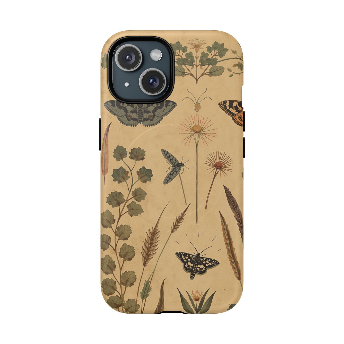 British Moth Trap Garden iPhone Case – Vintage Botanical Night Design