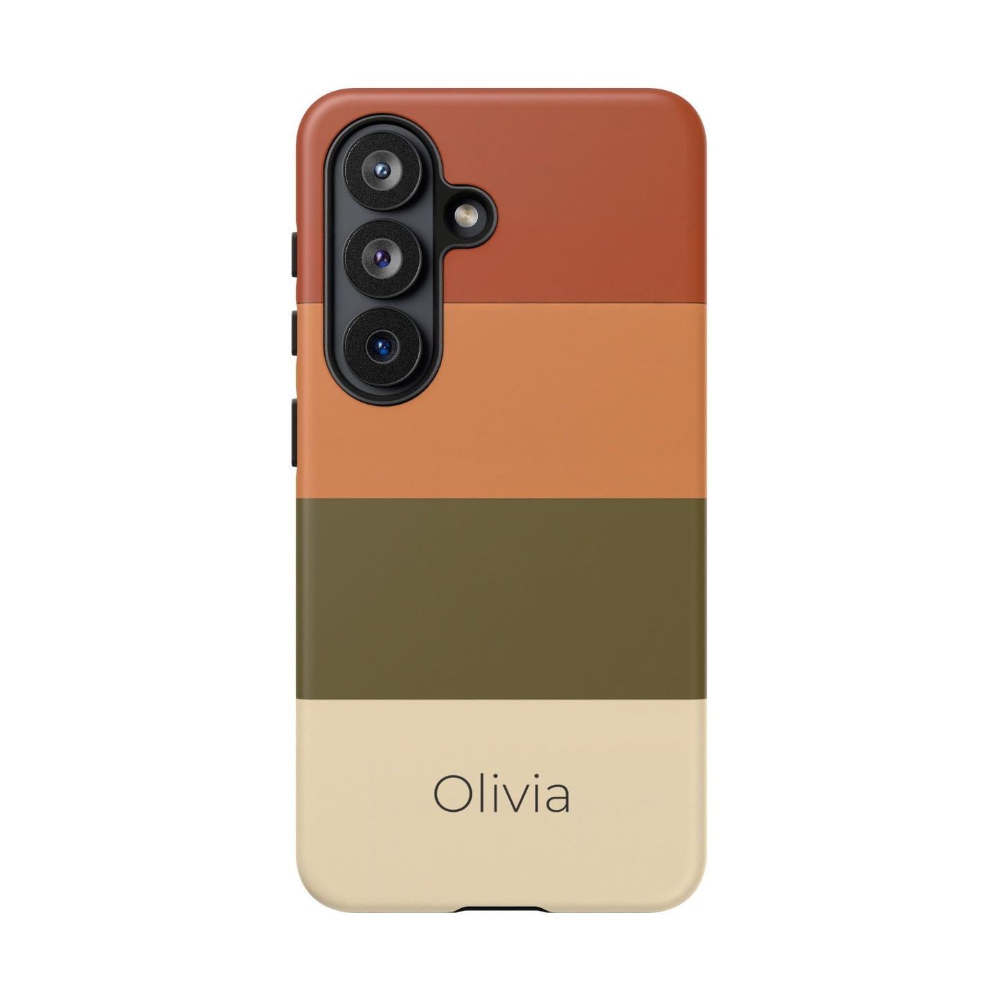 Samsung Galaxy Personalised Name Phone Case - Warm Colour Block Matte Tough Protective Cover