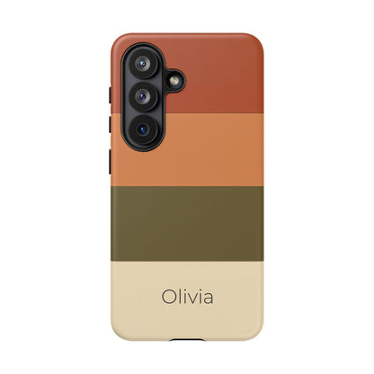 Samsung Galaxy Personalised Name Phone Case - Warm Colour Block Matte Tough Protective Cover