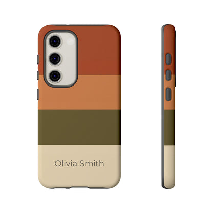 Samsung Galaxy Personalised Name Phone Case - Warm Colour Block Matte Tough Protective Cover