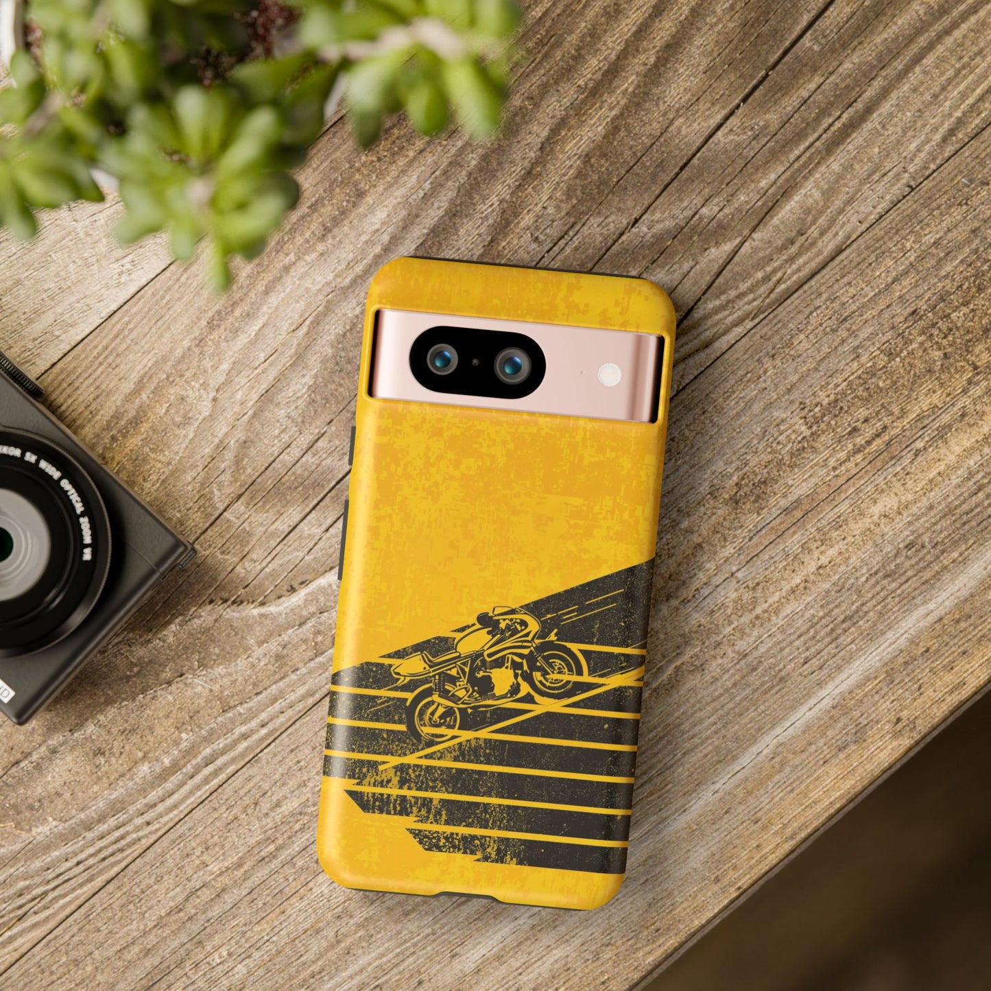 Google Pixel Case - Retro Motorcycle Rider Yellow