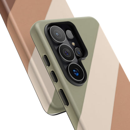 Samsung Galaxy Neutral Stripe Phone Case - Earth Tone Matte Tough Protective Cover