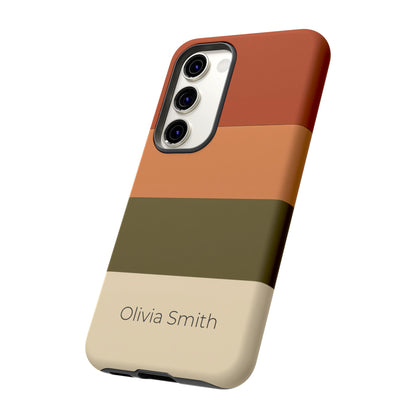 Samsung Galaxy Personalised Name Phone Case - Warm Colour Block Matte Tough Protective Cover