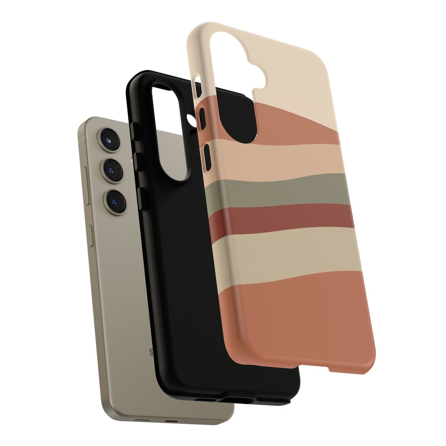Samsung Galaxy Wavy Stripe Phone Case - Earth Tone Matte Tough Protective Cover