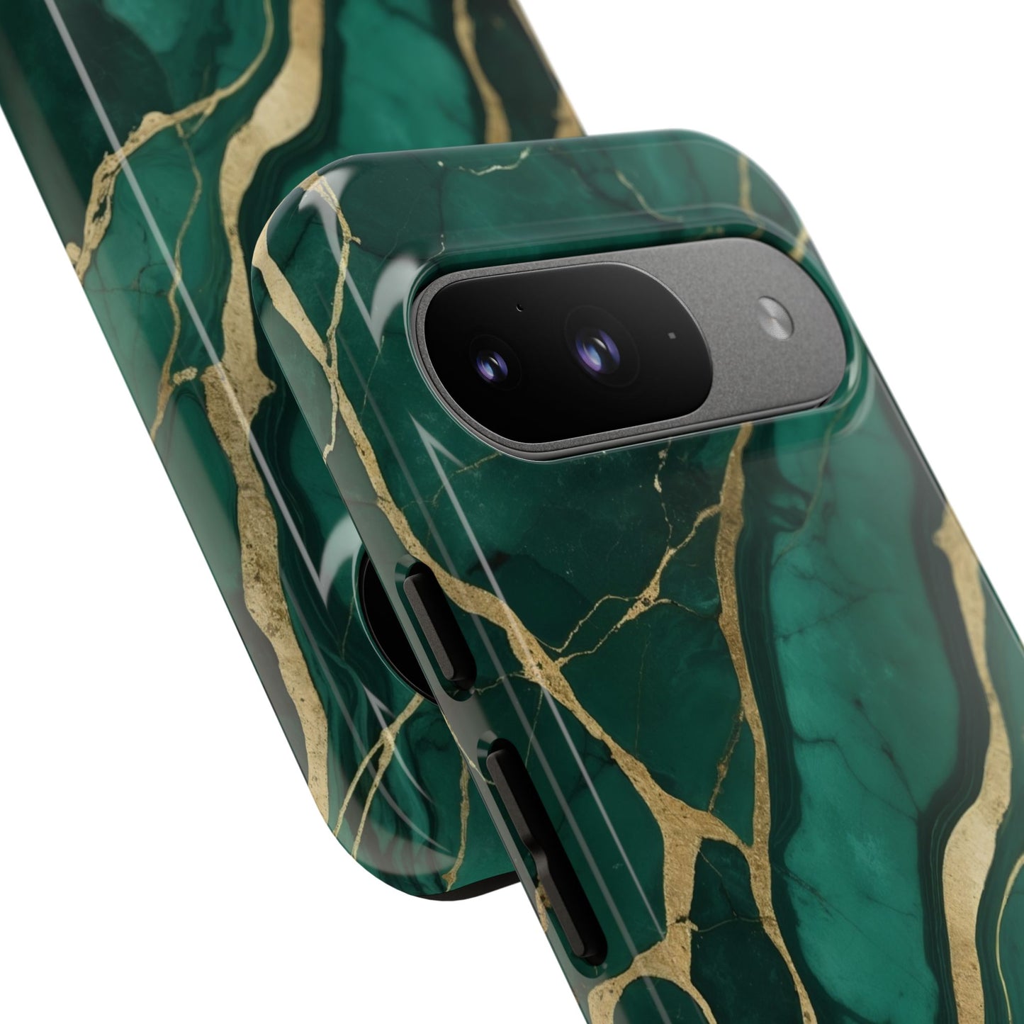 Google Pixel Case - Emerald Luxe Marble with Gold Veins
