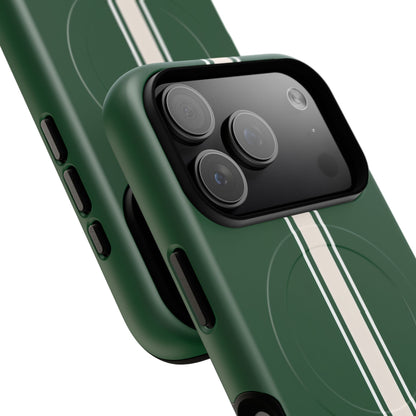 British Racing Green Stripe iPhone Case – Shockproof MagSafe® Compatible Cover
