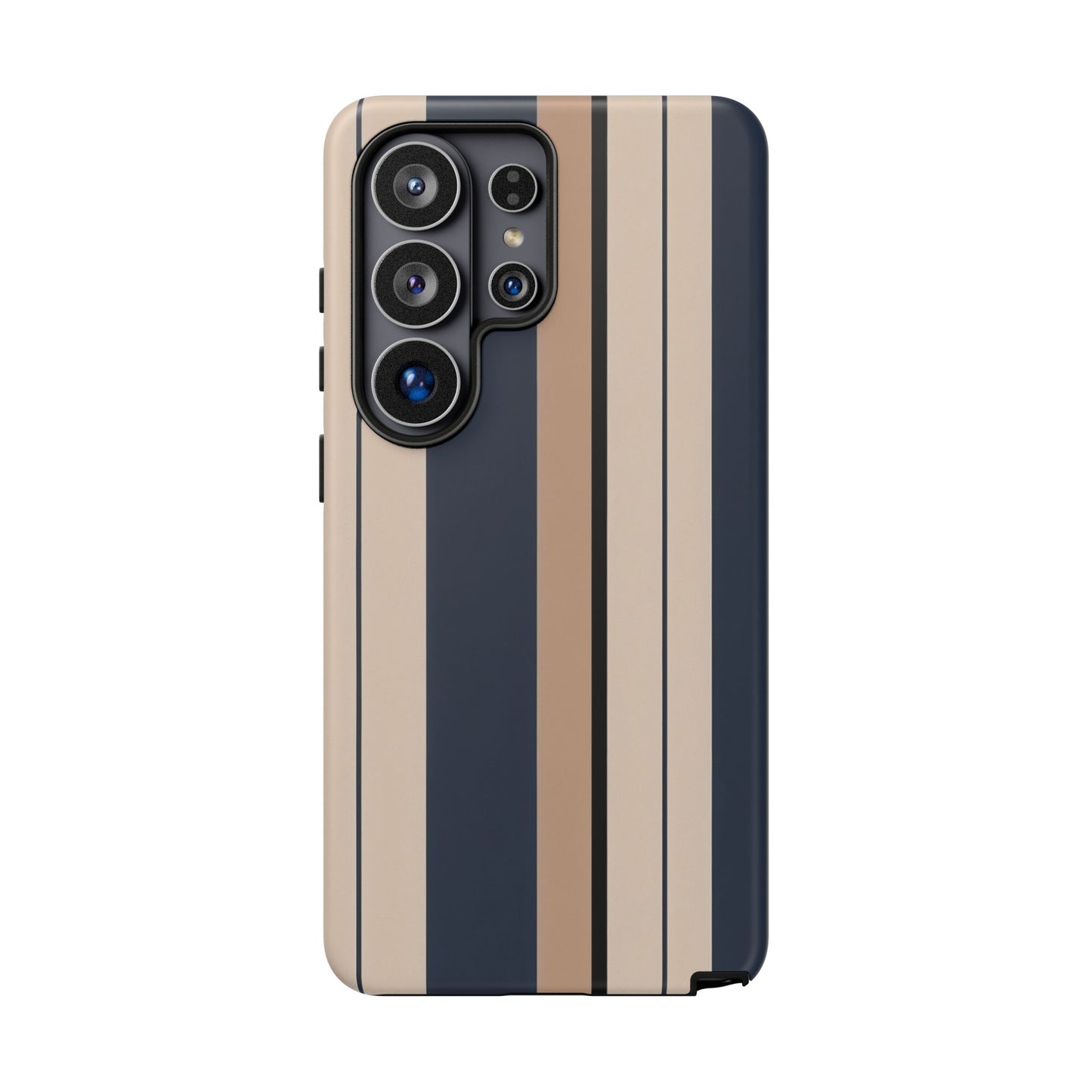 Samsung Galaxy Neutral Stripe Phone Case - Beige Navy Matte Tough Protective Cover