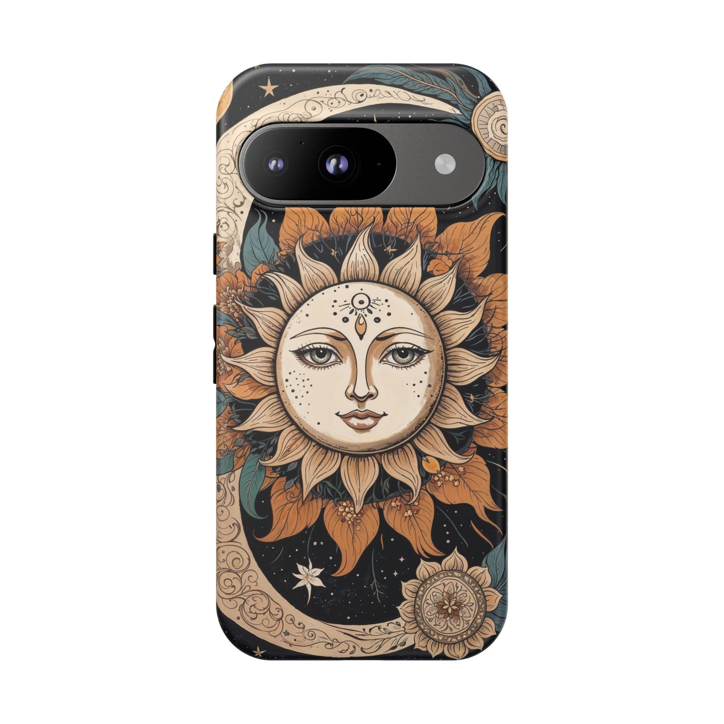 Google Pixel Case - Celestial Sun and Moon Boho Design