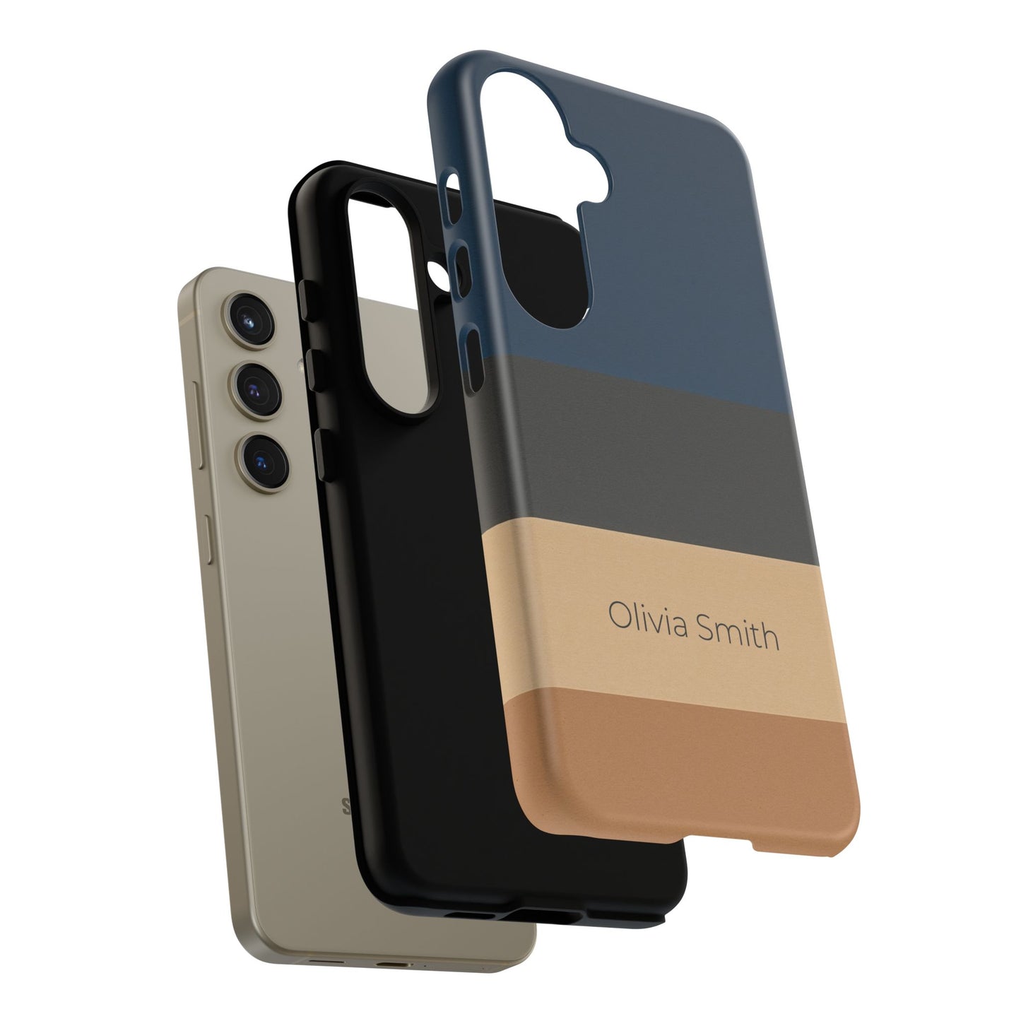 Samsung Galaxy Personalised Name Phone Case - Minimal Colour Block Matte Tough