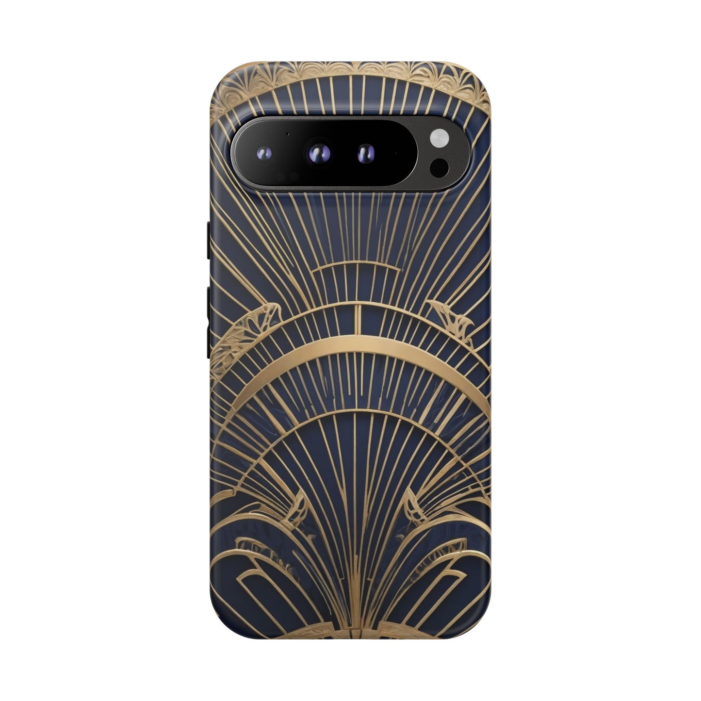 Google Pixel Case - Gatsby Art Deco Gold Fan Design Matte Finish