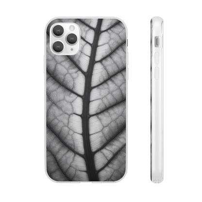 Macro Leaf Vein Pattern Phone Case - Elegant Monochrome Nature Design