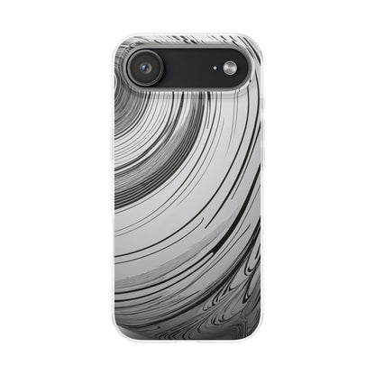 Warped Fine Line Pattern Phone Case - Minimal Black on White Optical Design