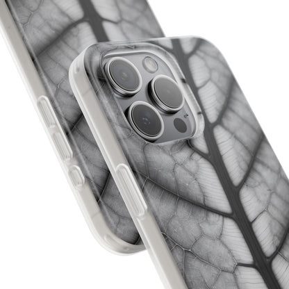 Macro Leaf Vein Pattern Phone Case - Elegant Monochrome Nature Design