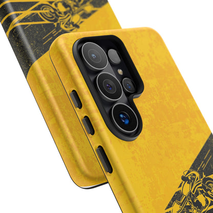 Samsung Galaxy Motorbike Racing Phone Case - Yellow Matte Tough Protective Cover