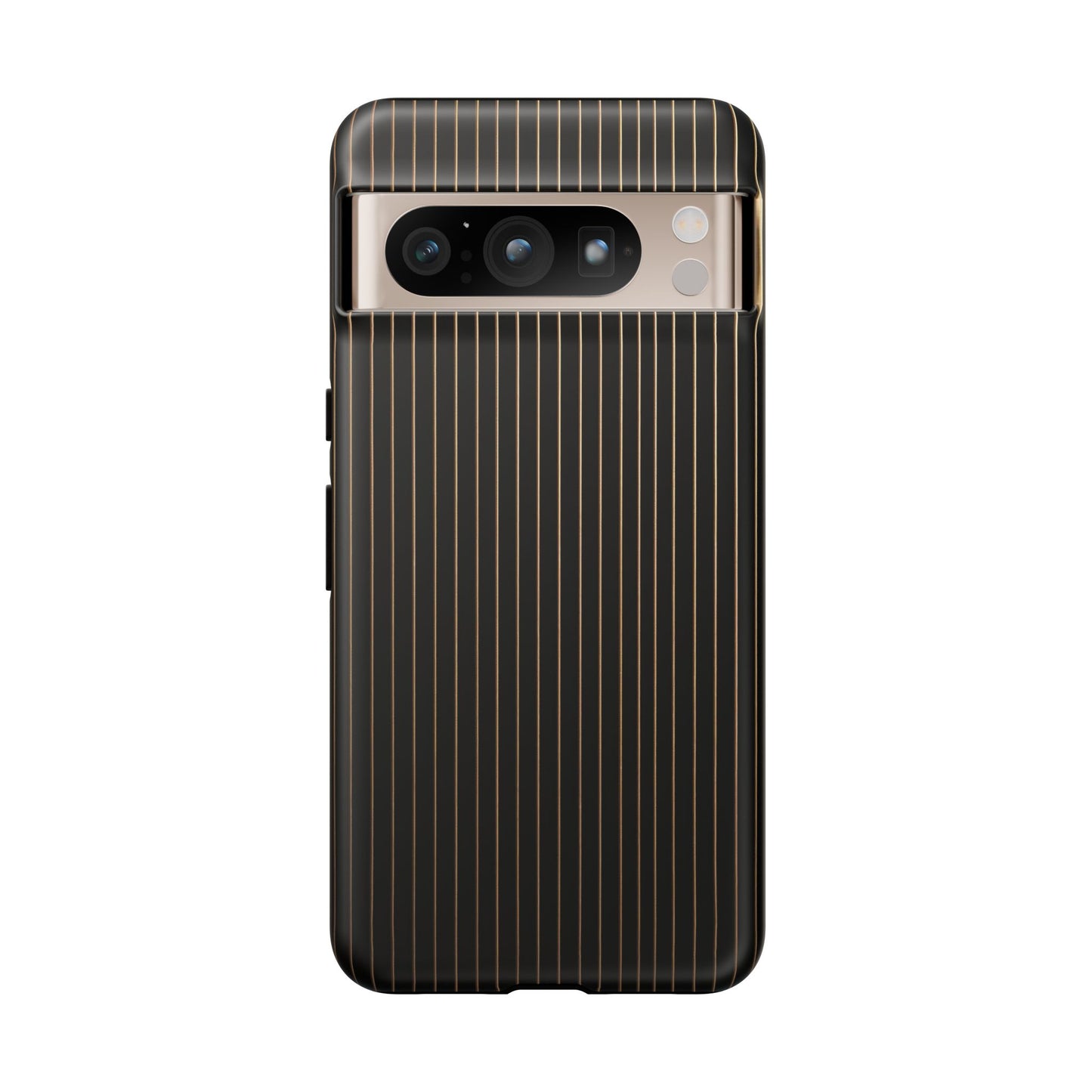 Google Pixel Case - Black and Gold Pinstripe Design Matte