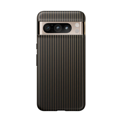 Google Pixel Case - Black and Gold Pinstripe Design Matte