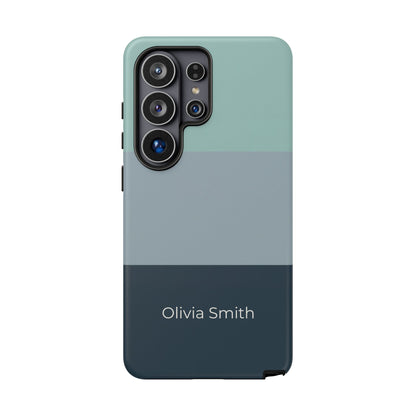 Samsung Galaxy Personalised Name Phone Case - Minimal Colour Block Matte Tough Protective Cover