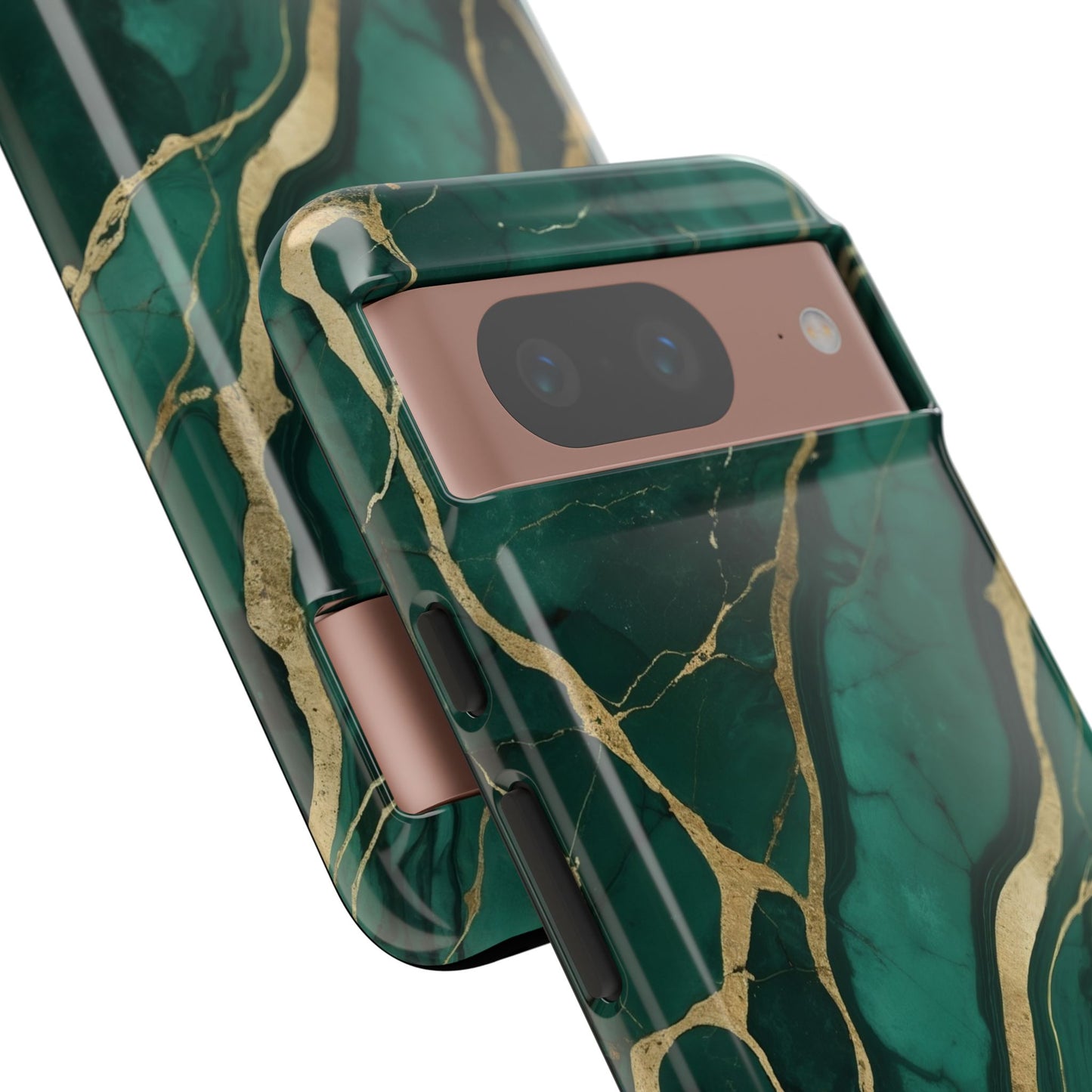Google Pixel Case - Emerald Luxe Marble with Gold Veins
