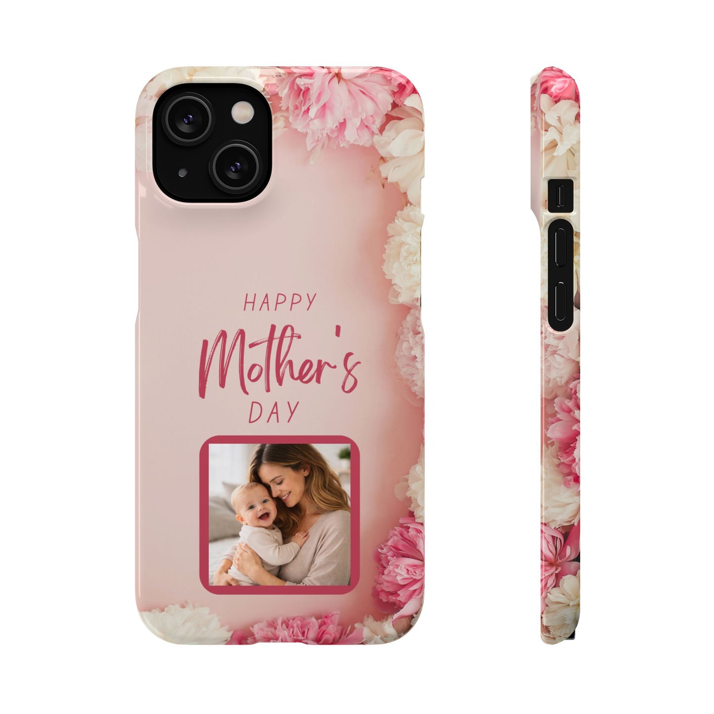 Personalised Mothers Day iPhone Case - Custom Pink Floral Photo Cover
