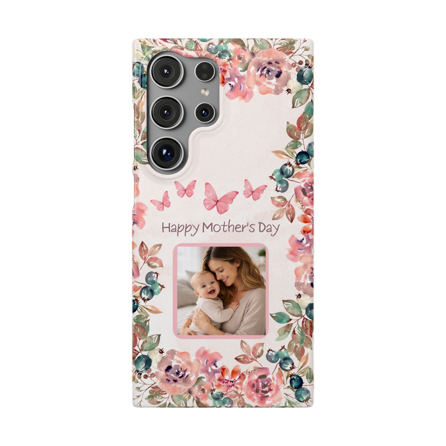 Samsung Galaxy Personalised Mothers Day Case - Custom Photo Watercolour Floral Cover