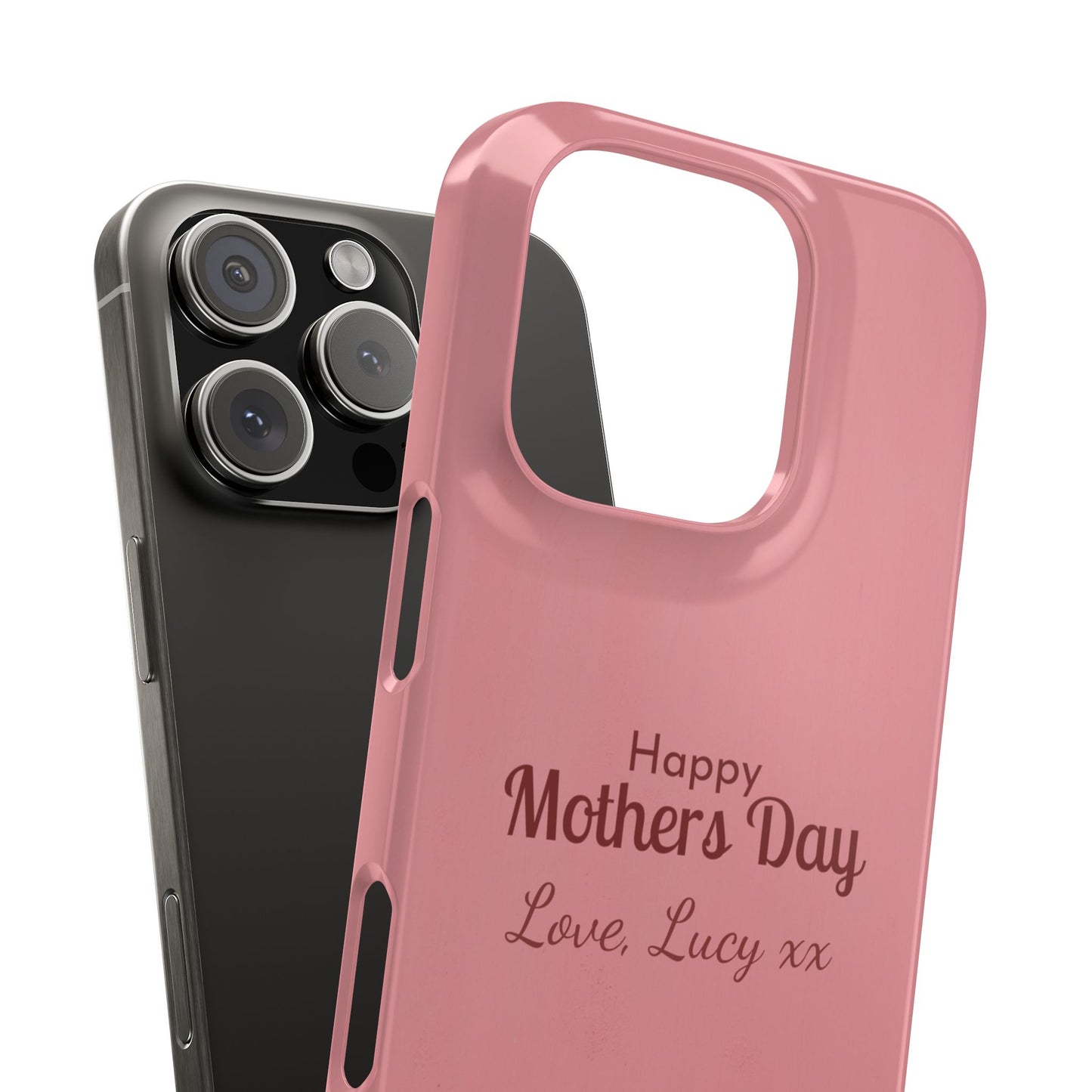 Personalised Mother’s Day iPhone Case - Pink Tulip Floral Design with Custom Name