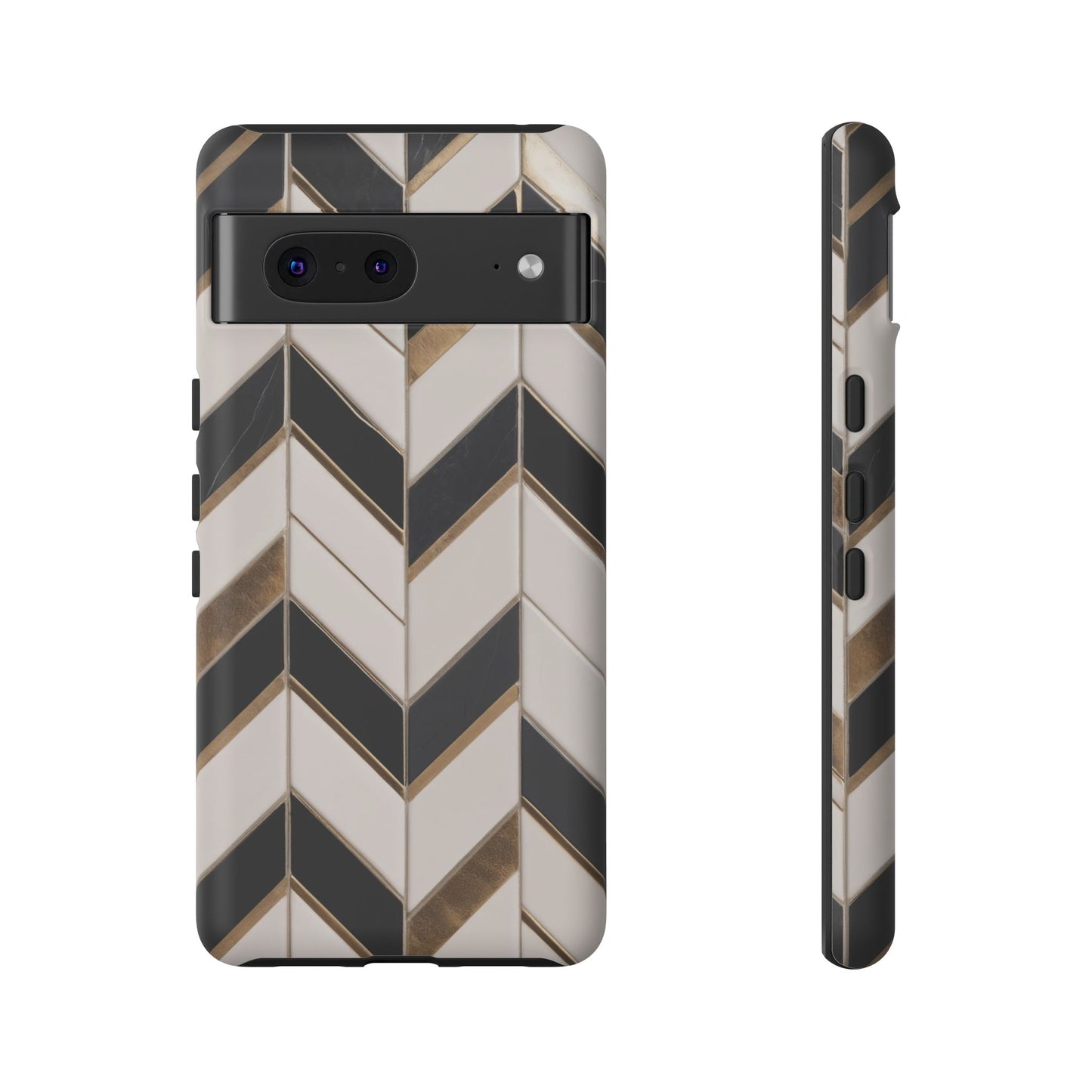 Google Pixel Case - Luxe Chevron Marble Pattern