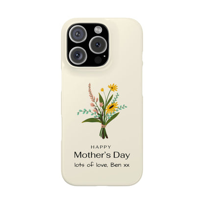 Personalised Mothers Day iPhone Case - Minimal Floral Bouquet Design - Custom Message
