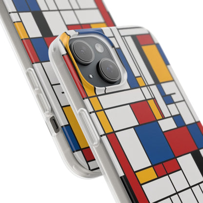 Modern Mondrian-Style Stripe Phone Case - Primary Colours & White