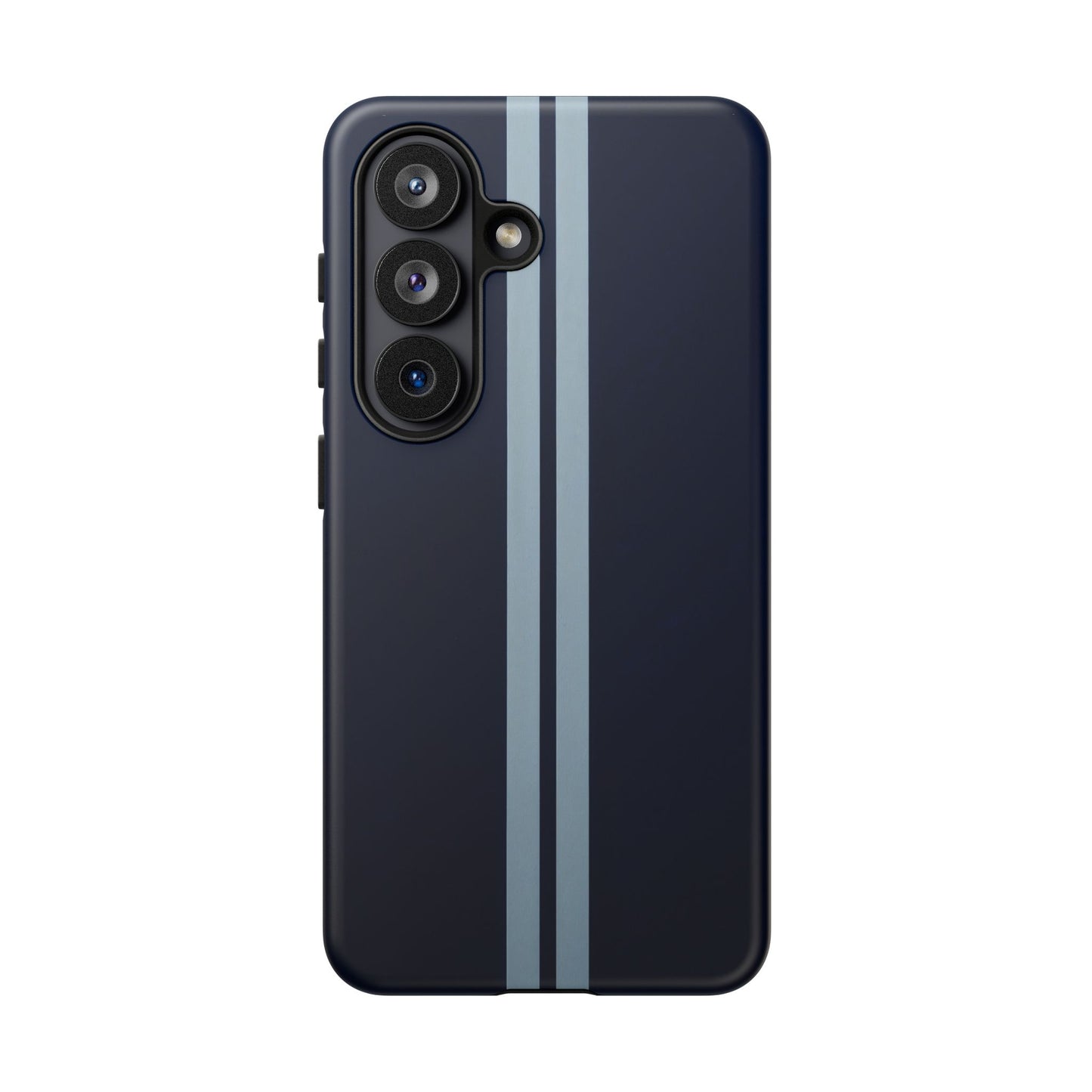Samsung Galaxy Racing Stripe Phone Case - Navy Blue Matte Tough Protective Cover