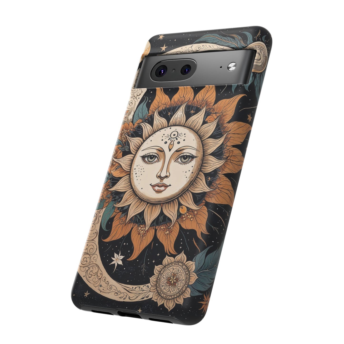 Google Pixel Case - Celestial Sun and Moon Boho Design