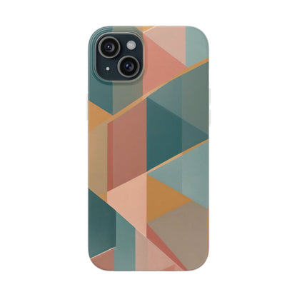 Geometric Overlap Shapes Phone Case - Mustard, Coral & Teal Modern Art