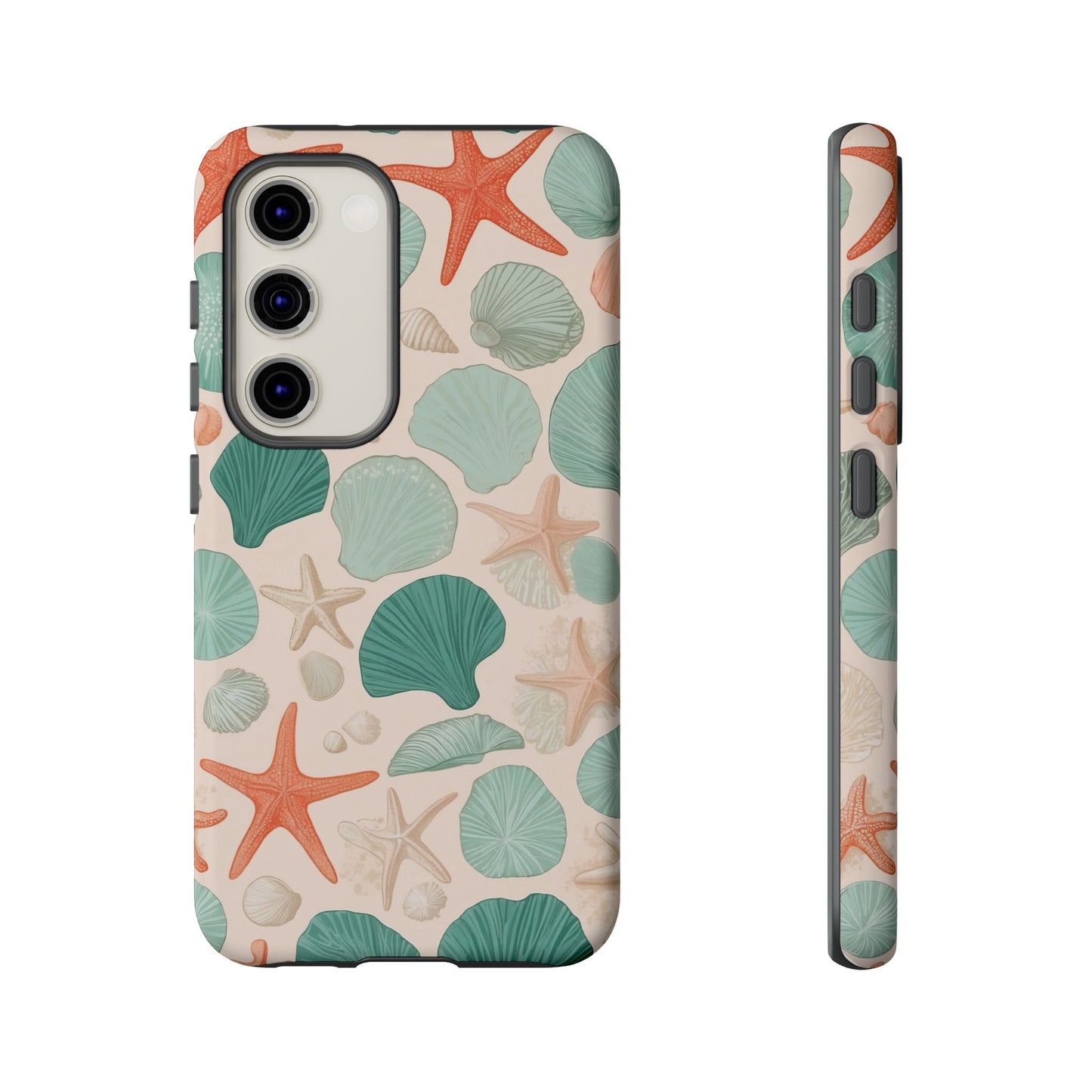 Samsung Galaxy Seashell Pattern Phone Case - Coastal Beach Matte Tough Protective Cover