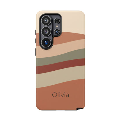 Samsung Galaxy Personalised Wave Stripe Phone Case - Custom Name Matte Tough Protective Cover