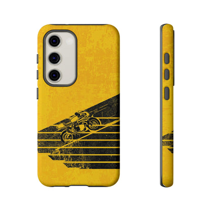 Samsung Galaxy Motorbike Racing Phone Case - Yellow Matte Tough Protective Cover