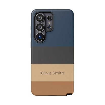 Samsung Galaxy Personalised Name Phone Case - Minimal Colour Block Matte Tough