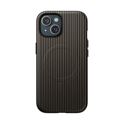 Black & Gold Pinstripe Matte iPhone Case - Luxury Shockproof MagSafe® Compatible Cover