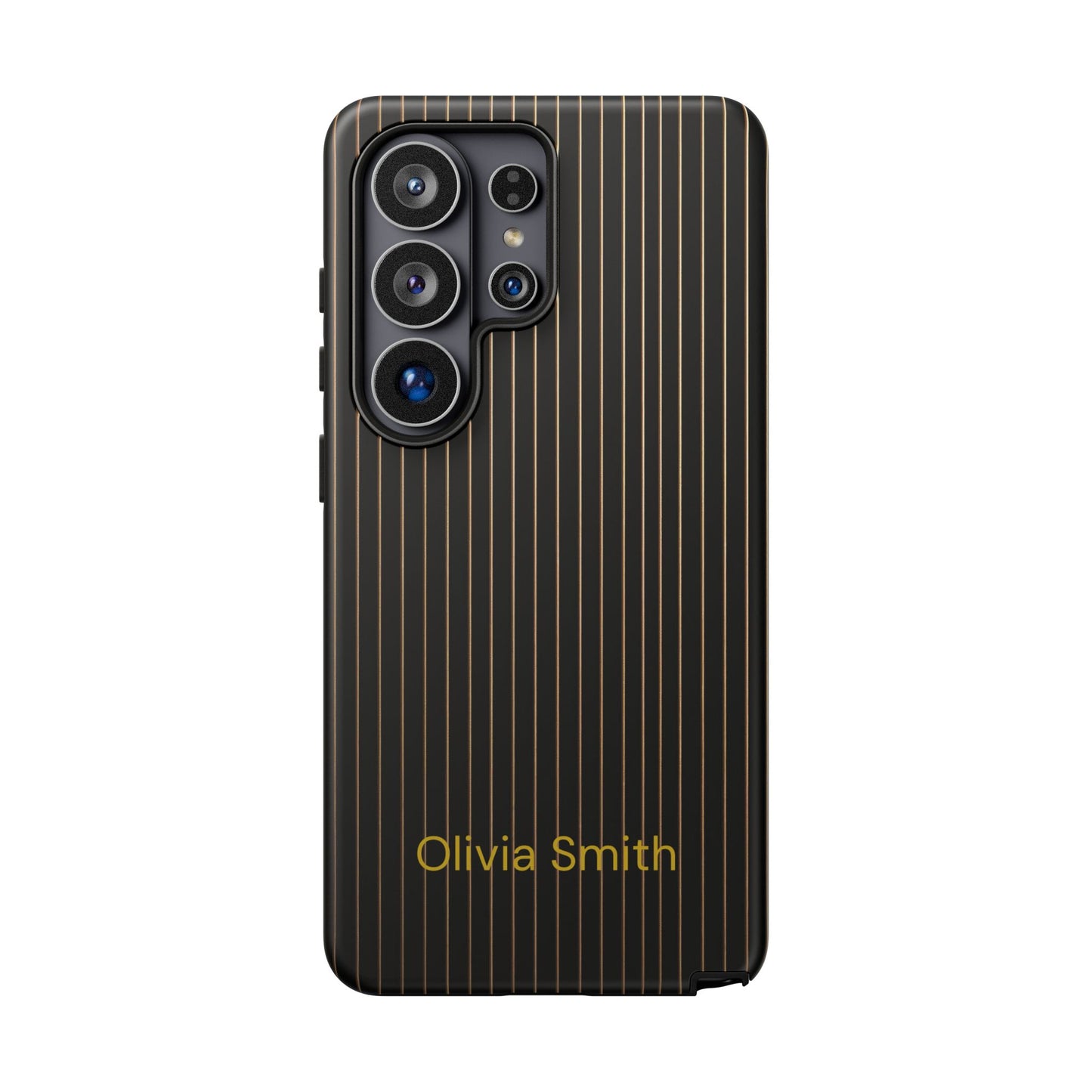 Samsung Galaxy Personalised Black Pinstripe Phone Case - Custom Name Matte Tough Protective Cover