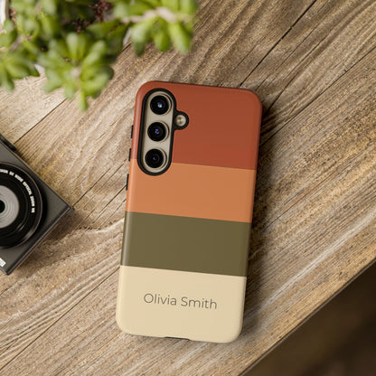 Samsung Galaxy Personalised Name Phone Case - Warm Colour Block Matte Tough Protective Cover