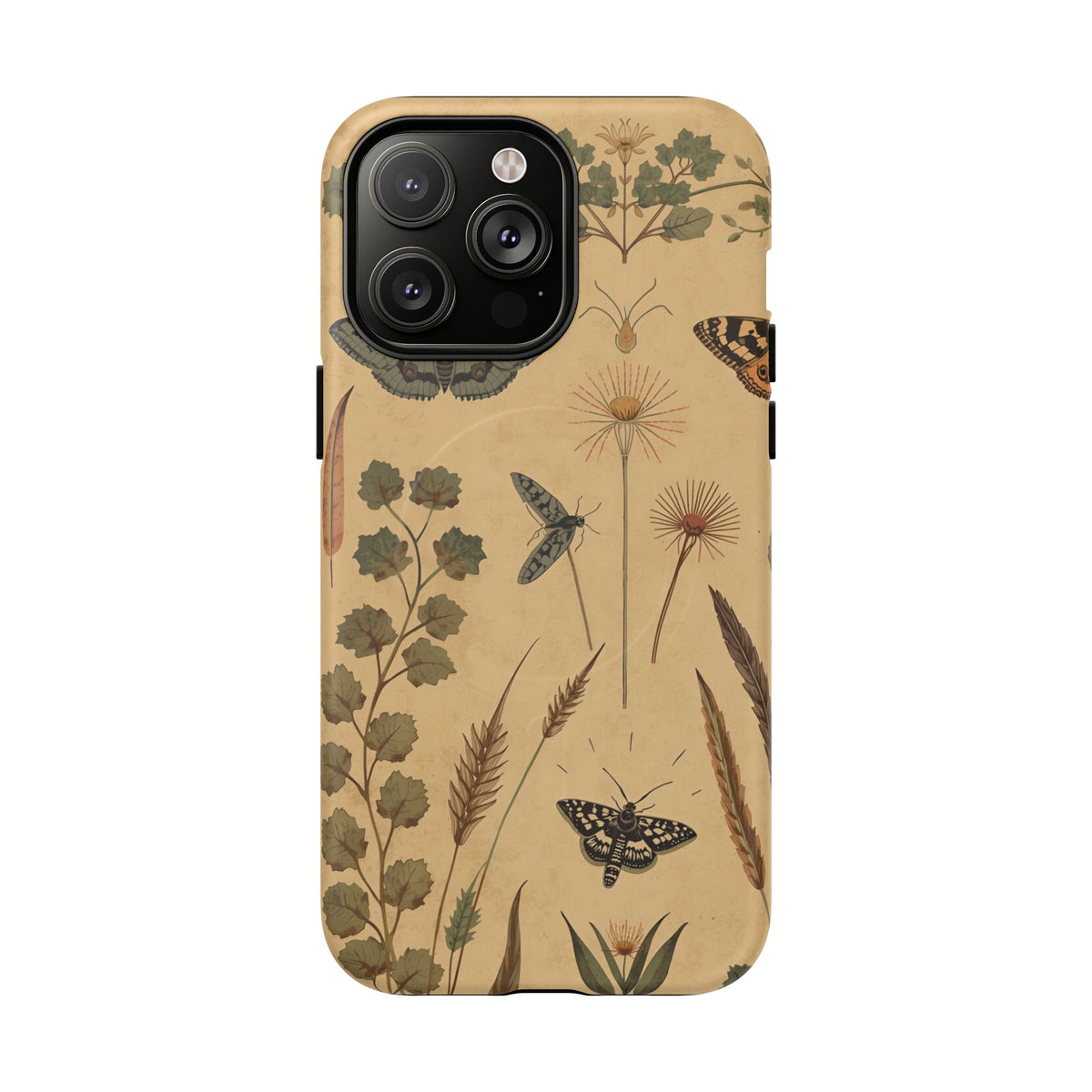 British Moth Trap Garden iPhone Case – Vintage Botanical Night Design