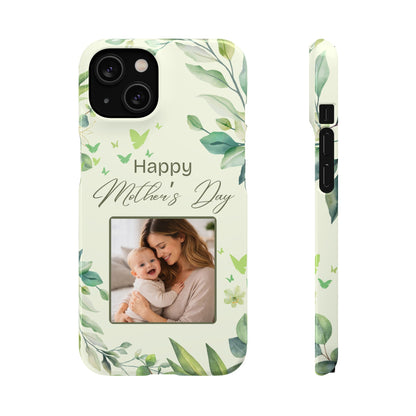 Personalised Mother’s Day iPhone Case - Custom Sage Green Botanical Photo Cover