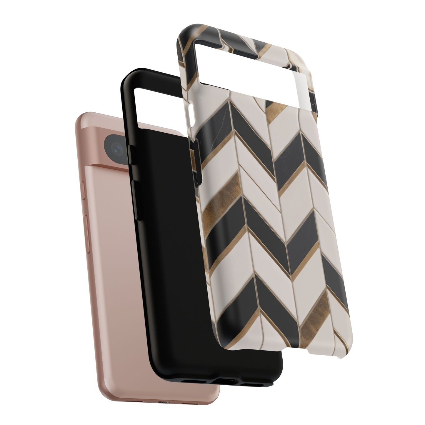 Google Pixel Case - Luxe Chevron Marble Pattern