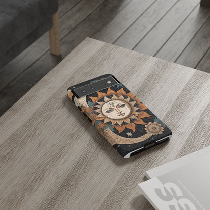 Google Pixel Case - Celestial Sun and Moon Boho Design