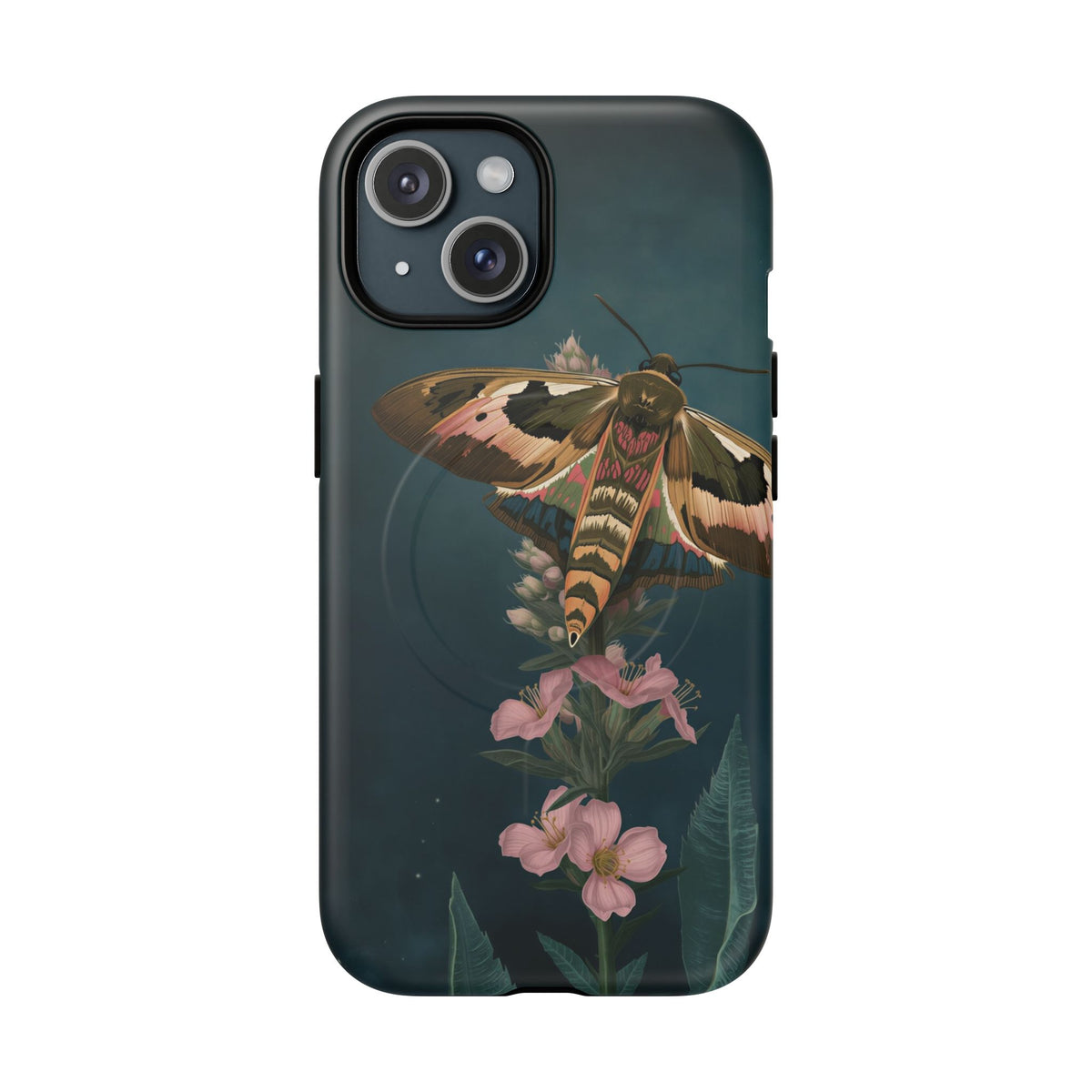 Rosebay at Midnight British Moth Botanical iPhone Case